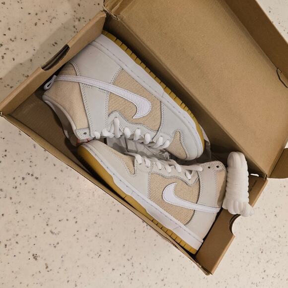 Nike SB Dunk High Pro ISO Orange Label Unbleached Natural / White DA9626 100 - Picture 7 of 9